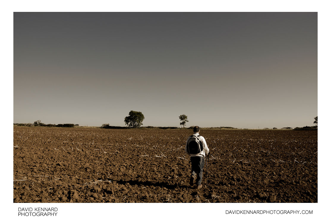 Walking across a ploughed field near Scalford