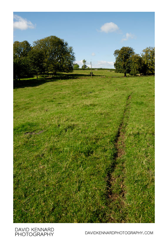 Track across grass field, Scalford