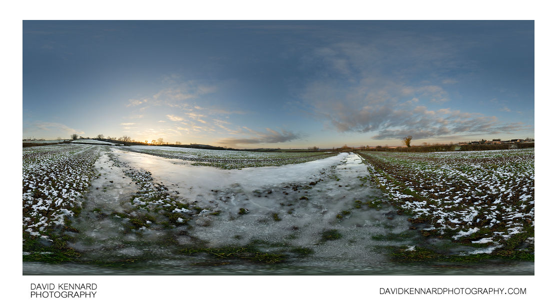 Icy puddle in field near East Farndon