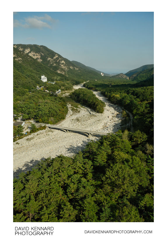 Dry riverbed and green forests of Soraksan