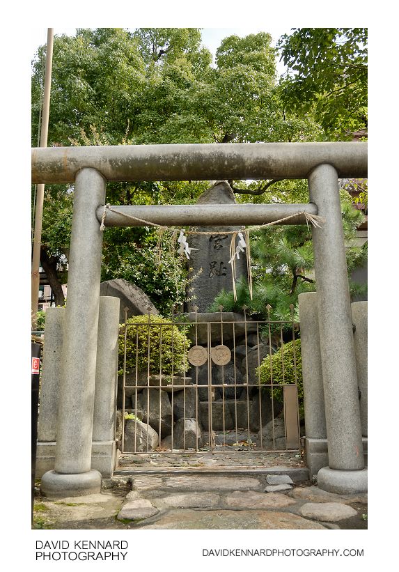 Namba Yasaka Jinja - Miyashi rock and torii gate