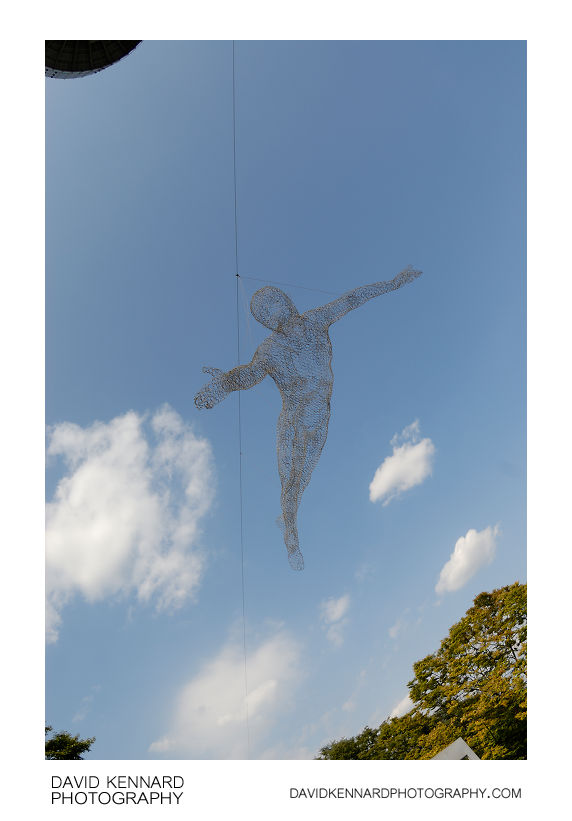 Flying chicken wire man