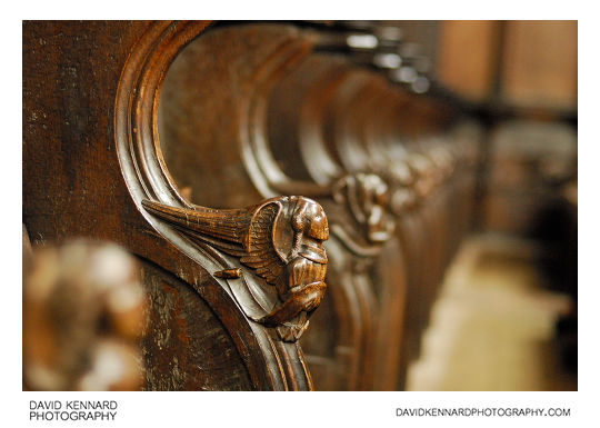 Angels carved into Choir Stands in the Parish Church of St Laurence, Ludlow