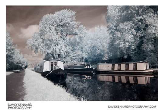 Infrared photo of Narrowboats on the Grand Union Canal near Market Harborough