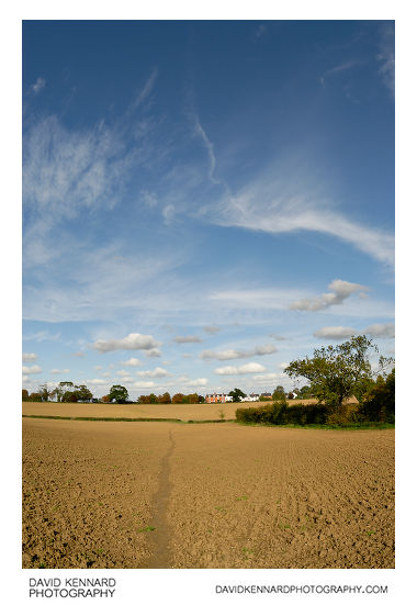 Path across ploughed field near Great Bowden
