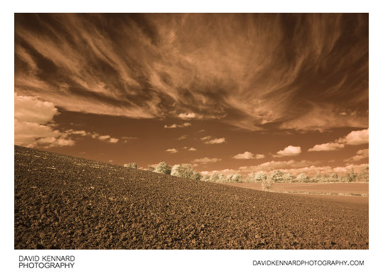 Cirrus clouds and ploughed field in IR