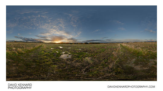 360° panorama of sunset over Farndon Fields in Market Harborough