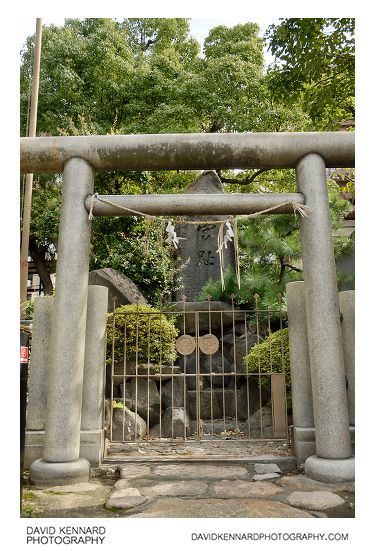 Namba Yasaka Jinja - Miyashi rock and torii gate