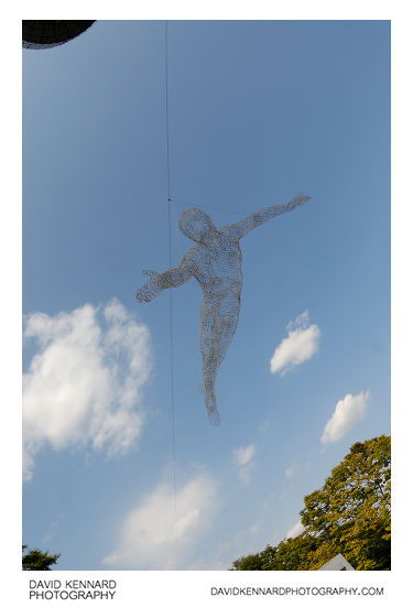 Flying chicken wire man
