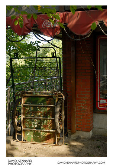 Old cart by vacant cafe in Namsan Park, Seoul, South Korea