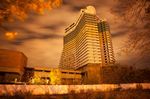 Hotel Parus at night, Dnipropetrovsk