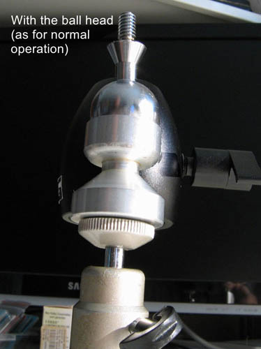 X-ray image of Haoge mini ball head, showing how the locking screw is ineffectual