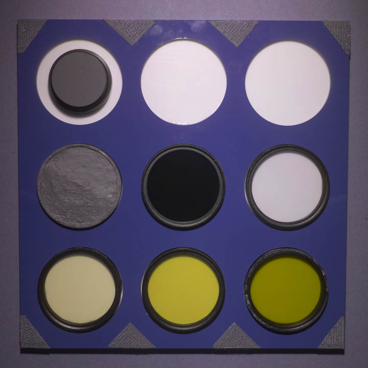 UV Color Checker white balanced on sanded part of DIY grey PTFE standard