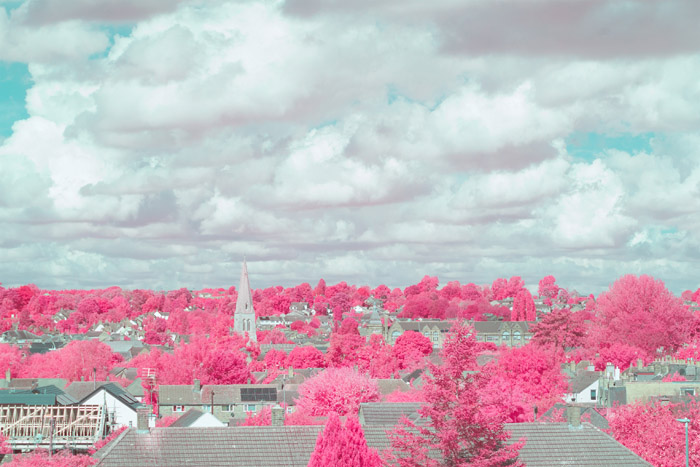 Infrared photograph taken using an Orange + GRB3 1.5mm thick filter with an EIR channel swap applied