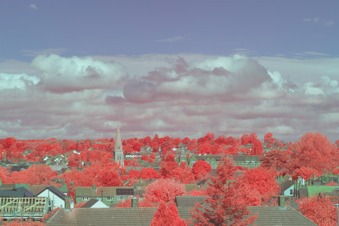 Infrared photograph taken using a Lee 101 Yellow filter with a +109° Hue shift applied