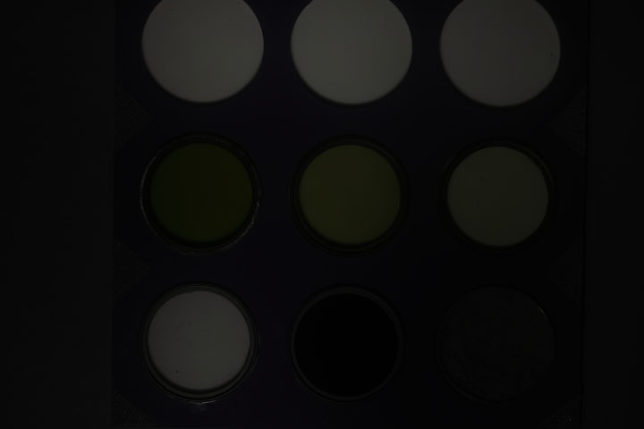 Ultraviolet photo of UV Colour Checker lit by modified Cokin Creative Flash positioned off-camera