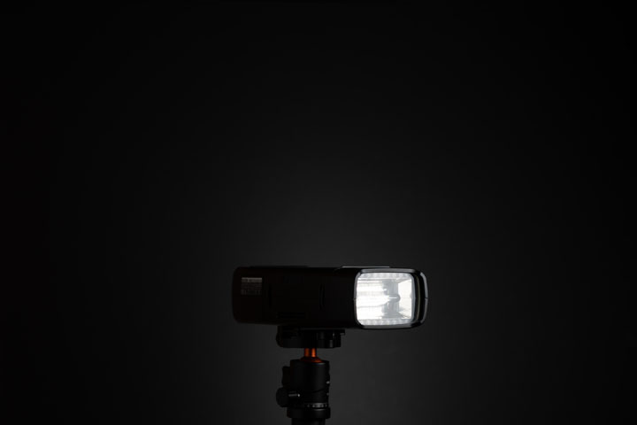 Godox AD200 flash with standard head modified for full spectrum output