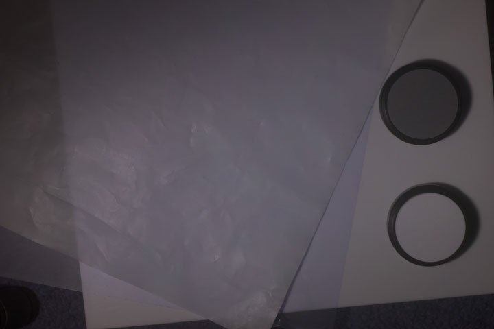 0.1mm thick PTFE sheet over 0.5mm thick PVC backing