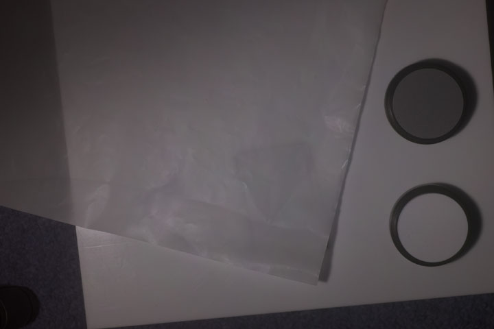 0.1mm thick PTFE sheet over piece of Tetra pak backing