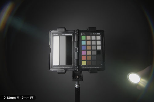 Flare from shining a flashlight into the lens on the EF-S 10-18mm on FF at 10mm