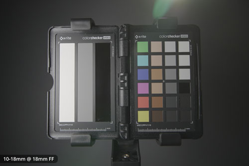 Flare from shining a flashlight into the lens on the EF-S 10-18mm on FF at 18mm