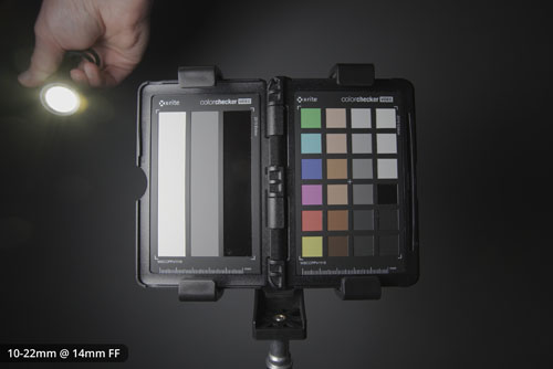 Flare from shining a flashlight into the lens on the EF-S 10-22mm on FF at 14mm