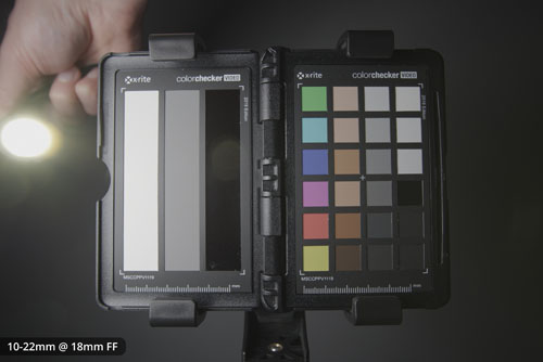 Flare from shining a flashlight into the lens on the EF-S 10-22mm on FF at 18mm