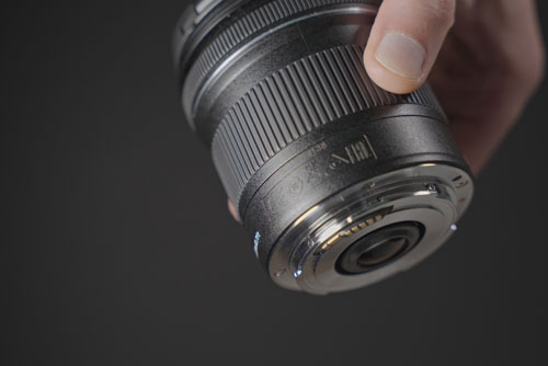 Rear of EF mount modified 10-18mm lens showing the mount