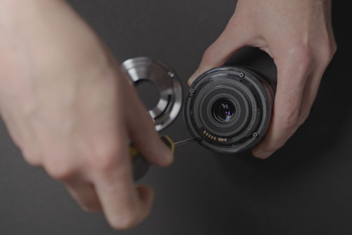 Removing the mount screws from Canon EF-S 10-18mm lens