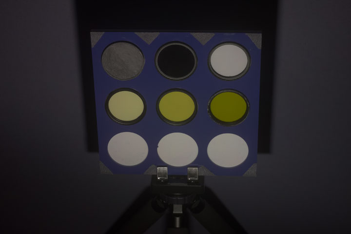 Ultraviolet photo of test target taken with Godox AD100 Pro with Fresnel and front lens removed at 1/2 power ISO 100