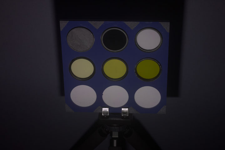 Ultraviolet photo of test target taken with Godox MF12 with Fresnel removed at Full power ISO 400