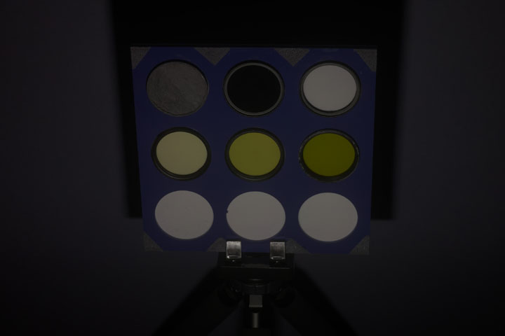 Ultraviolet photo of test target taken with Godox V860II with Fresnel and front lens removed at 1/4 power ISO 100