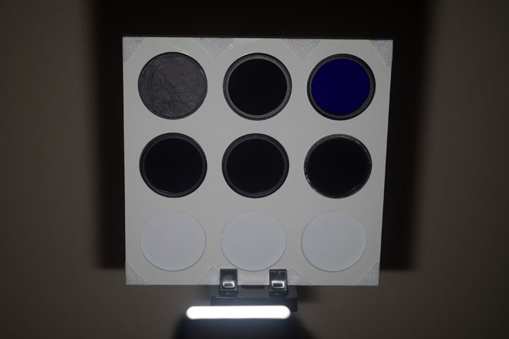 Ultraviolet photo of test target taken with Godox TT350, Wide, 1/64 power, ISO 100