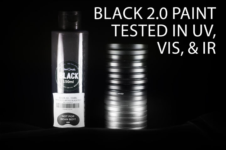 Black 2.0 paint tested in UV, Vis, IR for painting filter rings etc.