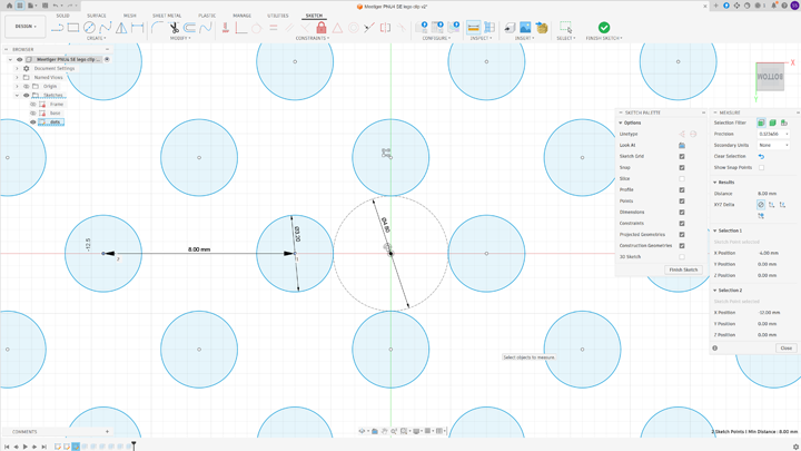 Dot and stud sizing and spacing in Fusion design