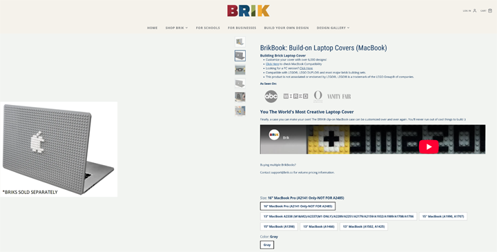 Brik book lego macbook cover webpage