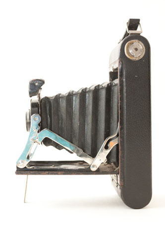 Kodak 1A Pocket Jr. folding bellows camera open profile view