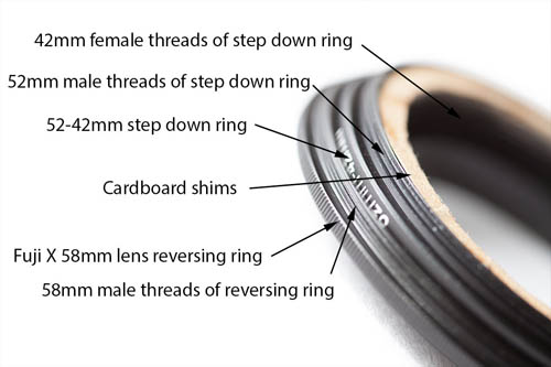 DIY Fuji X to M42 mount adapter with short flange back distance