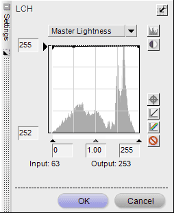 LCH dialog in Capture NX after adjusting the curve