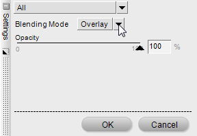 Settings dialog for Opacity