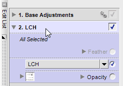 LCH Layer selected in Capture NX Edit List Window